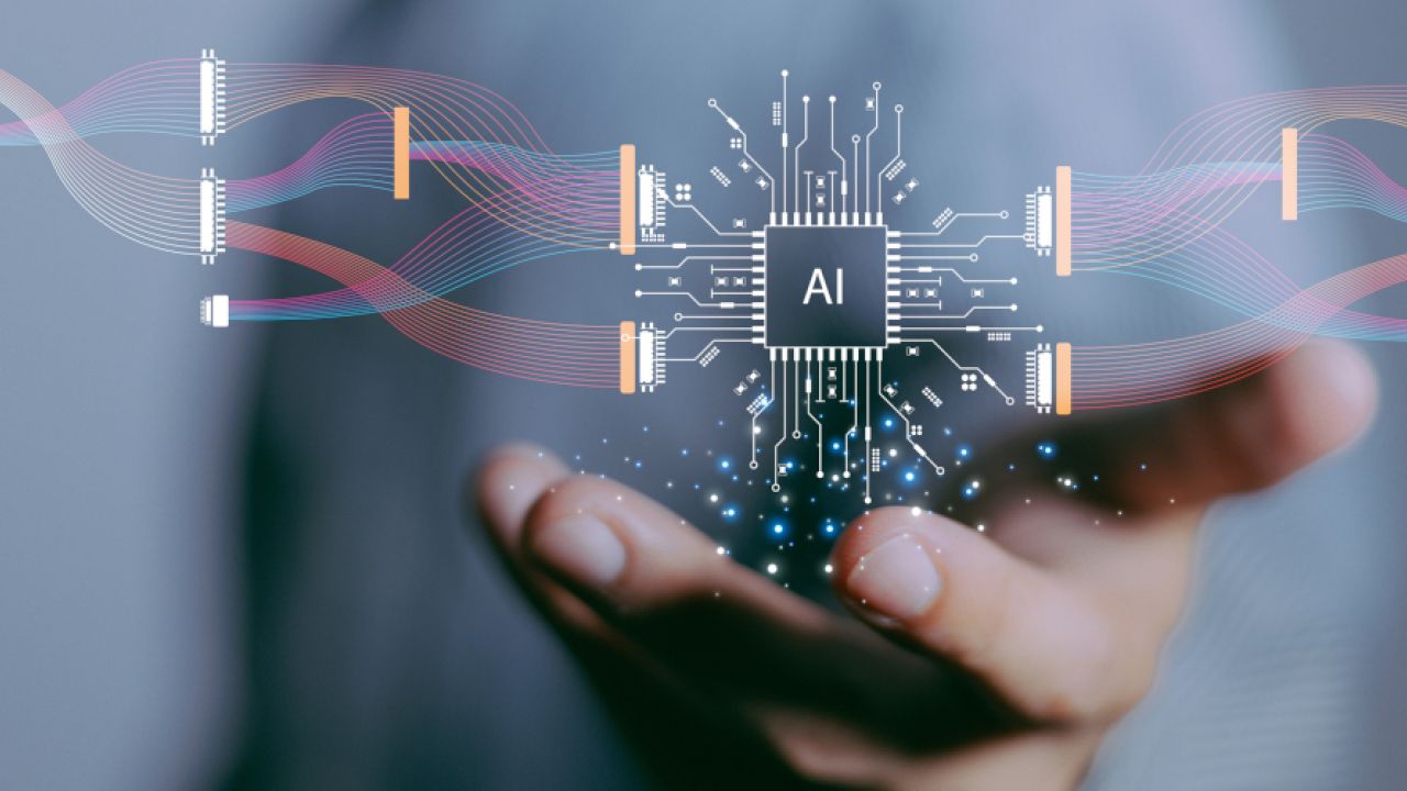 focus hand of businessman show virtual graphic data connect with AI.Using AI to sucess everything, Futuristic data technology.