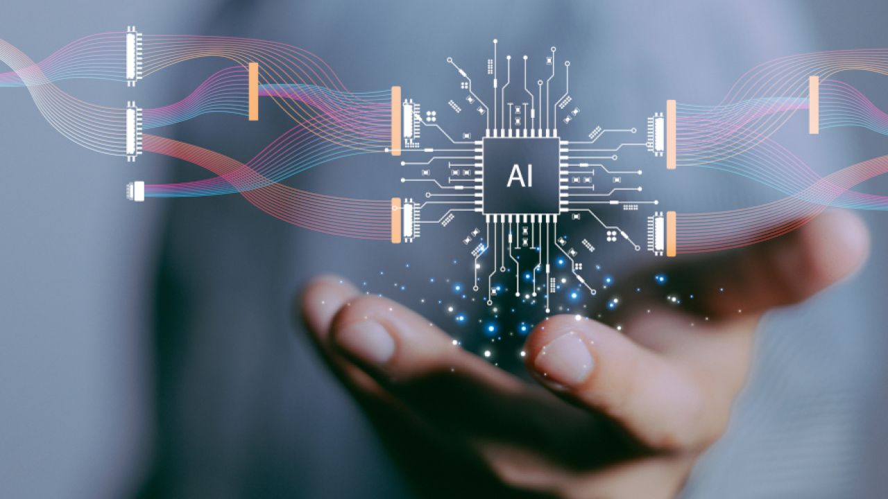 focus hand of businessman show virtual graphic data connect with AI.Using AI to sucess everything, Futuristic data technology.
